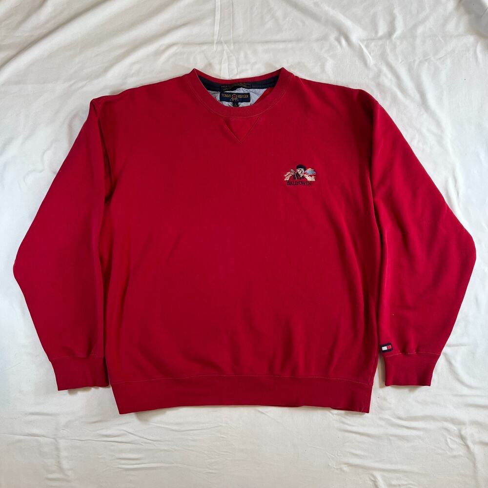 Vintage Tommy Hilfiger Embroidered Sweatshirt Ballyowen Golf Club Mens L Red